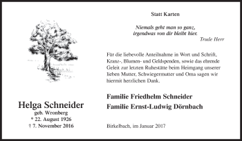 Traueranzeige von Helga Schneider von Siegener Zeitung