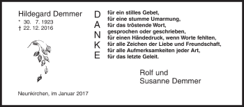 Traueranzeige von Hildegard Demmer von Siegener Zeitung