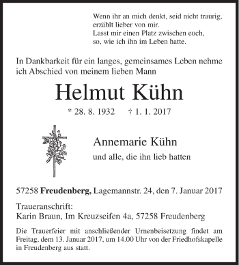 Traueranzeige von Helmut Kühn von Siegener Zeitung