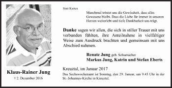 Traueranzeige von Klaus-Rainer Jung von Siegener Zeitung