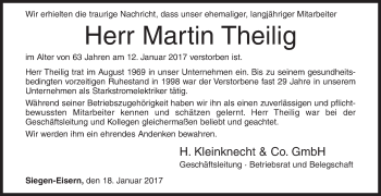 Traueranzeige von Martin Theilig von Siegener Zeitung
