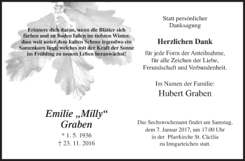 Traueranzeige von Emilie Graben von Siegener Zeitung