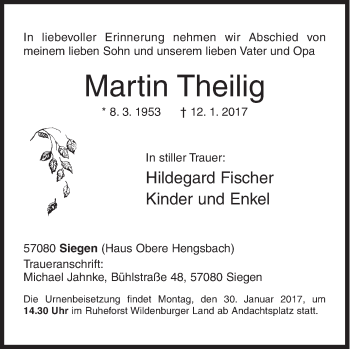 Traueranzeige von Martin Theilig von Siegener Zeitung
