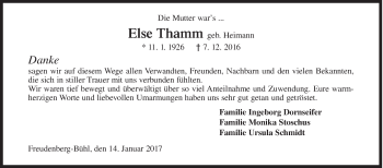 Traueranzeige von Else Thamm von Siegener Zeitung