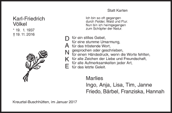 Traueranzeige von Karl-Friedrich Völkel von Siegener Zeitung