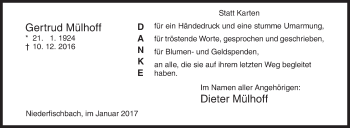 Traueranzeige von Dieter Mülhoff von Siegener Zeitung