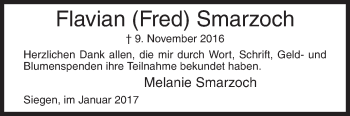 Traueranzeige von Flavian Smarzoch von Siegener Zeitung