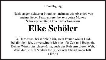 Traueranzeige von Elke Schöler von Siegener Zeitung