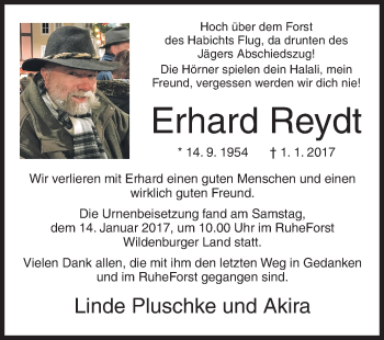 Traueranzeige von Erhard Reydt von Siegener Zeitung