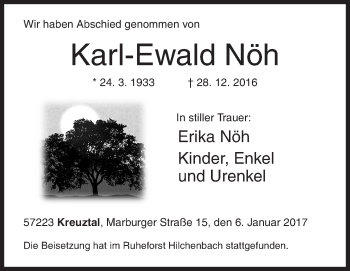 Traueranzeige von Karl-Ewald Nöh von Siegener Zeitung