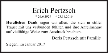 Traueranzeige von Erich Pertzsch von Siegener Zeitung