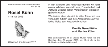 Traueranzeige von Rosel Kühn von Siegener Zeitung
