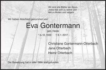 Traueranzeige von Eva Gontermann von Siegener Zeitung