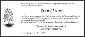 Traueranzeige von Erhard Meyer von Siegener Zeitung