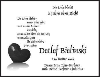 Traueranzeige von Detlef Bielinski von Siegener Zeitung