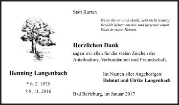 Traueranzeige von Henning Langenbach von Siegener Zeitung