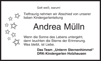 Traueranzeige von Andrea Mülln von Siegener Zeitung