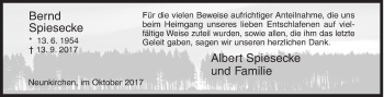 Traueranzeige von Bernd Speisecke von Siegener Zeitung