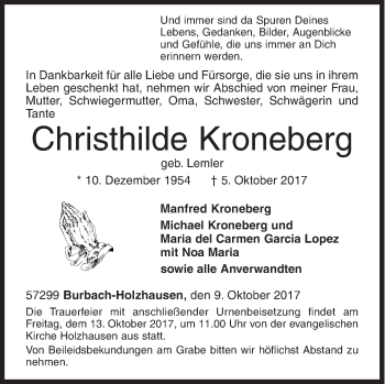 Traueranzeige von Christhilde Kroneberg von Siegener Zeitung