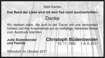 Traueranzeige von Christoph Büdenbender von Siegener Zeitung
