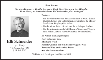 Traueranzeige von Elli Schneider von Siegener Zeitung