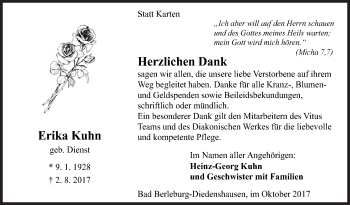 Traueranzeige von Erika Kuhn von Siegener Zeitung
