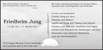 Traueranzeige von Friedhelm Jung von Siegener Zeitung