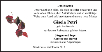 Traueranzeige von Gisela Petri von Siegener Zeitung
