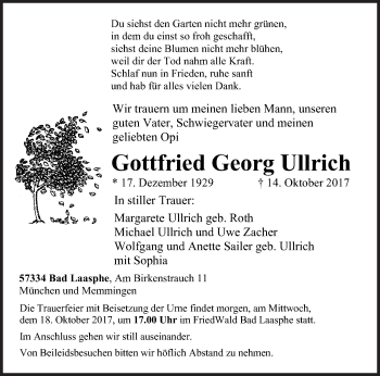 Traueranzeige von Gottfried Georg Ullrich von Siegener Zeitung