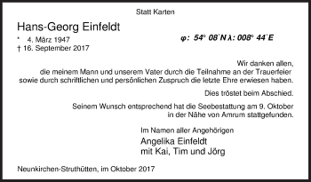 Traueranzeige von Hans-Georg Einfeldt von Siegener Zeitung