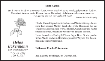 Traueranzeige von Helga Eckermann von Siegener Zeitung