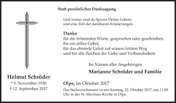 Traueranzeige von Helmut Schröder von Siegener Zeitung