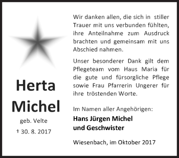Traueranzeige von Herta Michel von Siegener Zeitung