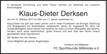 Traueranzeige von Klaus-Dieter Derksen von Siegener Zeitung