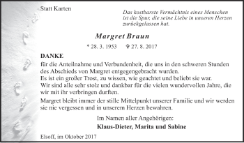 Traueranzeige von Margret Braun von Siegener Zeitung