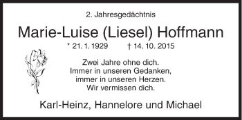Traueranzeige von Marie-Luise Hoffmann von Siegener Zeitung