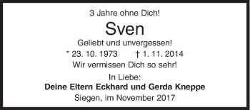 Traueranzeige von Sven  von Siegener Zeitung