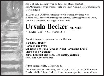 Traueranzeige von Ursula Becker von Siegener Zeitung