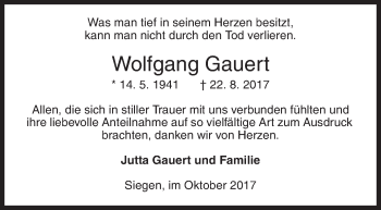 Traueranzeige von Wolfgang Gauert von Siegener Zeitung