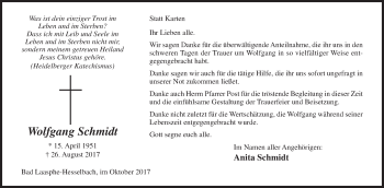 Traueranzeige von Wolfgang Schmidt von Siegener Zeitung