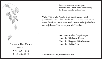 Traueranzeige von Charlotte Born von Siegener Zeitung