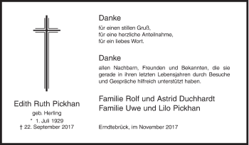 Traueranzeige von Edith Ruth Pickhan von Siegener Zeitung
