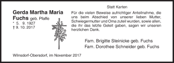 Traueranzeige von Gerda Martha Maria Fuchs von Siegener Zeitung
