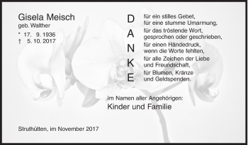 Traueranzeige von Gisela Meisch von Siegener Zeitung