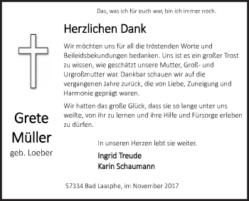 Traueranzeige von Grete Müller von Siegener Zeitung
