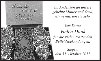 Traueranzeige von Gudrun Stiebig von Siegener Zeitung
