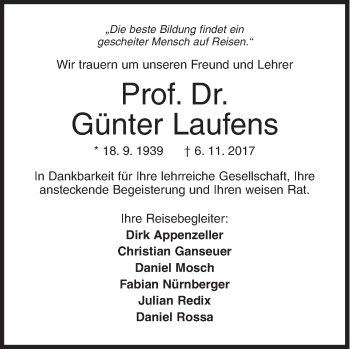 Traueranzeige von Günter Laufens von Siegener Zeitung