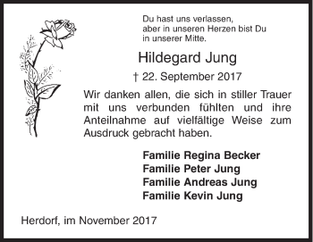 Traueranzeige von Hildegard Jung von Siegener Zeitung
