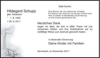Traueranzeige von Hildegard Schupp von Siegener Zeitung