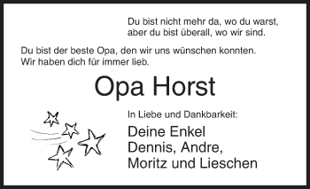 Traueranzeige von Horst  von Siegener Zeitung